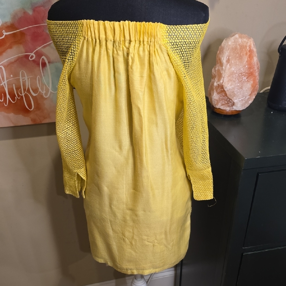Yellow Off-Shoulder Lace Top - Picture 3 of 10
